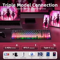 Teclado Mecánico Inalámbrico Zornher ZH980 de Tres Modos, Retroiluminación RGB, Interruptores Intercambiables en Caliente, para PC, Portátil, Juegos, Oficina y Hogar