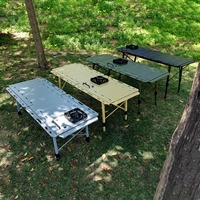 Table pliante de camping légère en alliage d'aluminium avec pieds réglables, 5 unités, pour usage extérieur, pique-nique, barbecue, montage facile