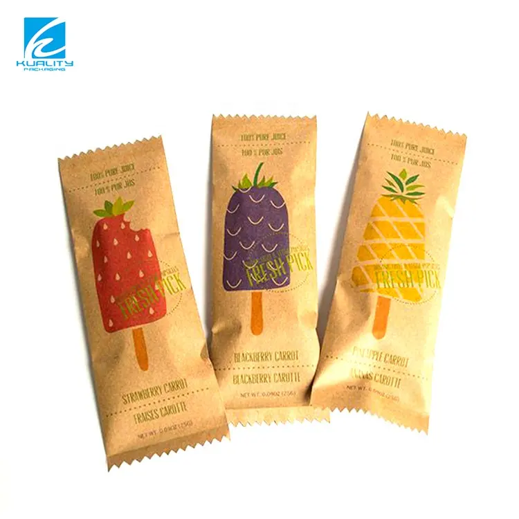 Custom Printed Popsicle Packaging Kraft Paper Bag Ice Cream Packaging Bag