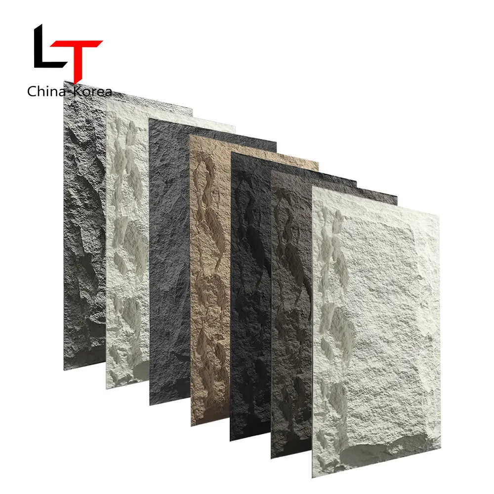 Longtime New llega pilar panel piedra columna envuelve decorativo artificial 3d pu faux pu roca chapa piedra paneles de pared