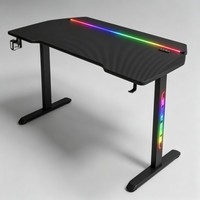 Escritorio para Juegos RGB, Escritorio de Fibra de Carbono con Marco de Acero, Mesa para PC con Caja para Cables