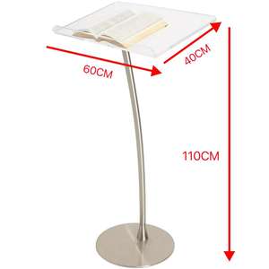 แท่นยืนพูดในโบสถ์แบบตั้งพื้น น้ำหนักเบา ทำจากกระจกขัดเงา ถอดประกอบได้ พร้อมชั้นวางโลหะ ดีไซน์ทันสมัย - Product Image 2