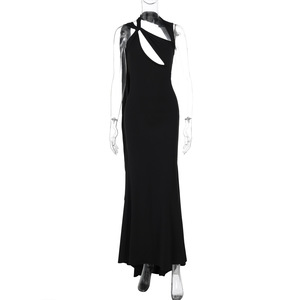 Roupas Feminina <span class=keywords><strong>Moda</strong></span> 2025 Y2k Cut Out Midi Dress Sin mangas con cordones Cross Sexy Bodycon Dress - Product Image 6