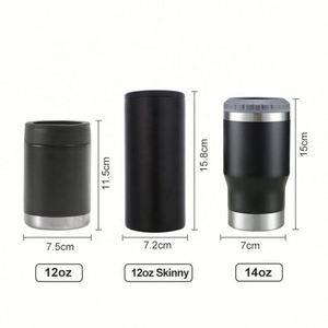 Vente en gros de porte-canettes et porte-bière isothermes en acier inoxydable à double paroi pour canettes de 14 oz, avec décapsuleur - Product Image 2