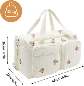 Grand <span class=keywords><strong>sac</strong></span> à langer et <span class=keywords><strong>sac</strong></span> <span class=keywords><strong>de</strong></span> <span class=keywords><strong>maternité</strong></span> en coton brodé pour maman, idéal pour les voyages, l'accouchement à l'hôpital et la poussette - Product Image 6