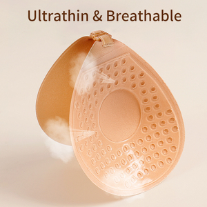 Breathable Holes Skin Tone Bio Glue Polyester Women Invisible <strong>Stick</strong> on Adhesive Bra with Low Price - Product Image 4