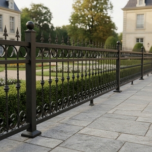 Elegante Valla Tradicional de Hierro Forjado con Remates Decorativos para Seguridad Perimetral de Propiedades Rurales y Jardines de Primera Calidad - Product Image 3
