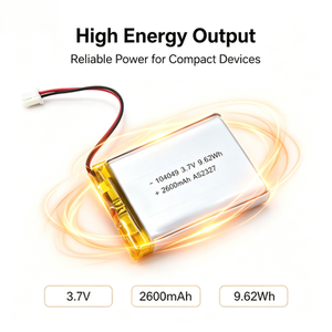 2600mAh 3.7V Pouch Lithium Ion <b>Battery</b> 104049 9.62Wh Rechargeable Backup Cell <b>Flat</b> Pack <b>Battery</b> for Consumer Electronics - Product Image 2