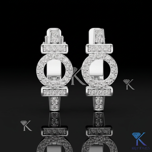 Lab Grown CVD HPHT Diamond Geometric Circle <b>Huggie</b> Hoop Earrings Pave 14K <b>Solid</b> <b>Gold</b> Luxury Wedding Fine Women Jewelry - Product Image 5