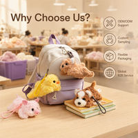 Porte-clés en peluche mignon et moelleux en forme d'animal couché (Canard, Cochon, Chiot, Ours), mini poupée en peluche, pendentif de sac à dos, cadeau