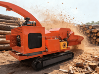 Broyeur de bois mobile certifié CE, broyeur de déchets de bois, déchiqueteuse d'arbres auto-alimentée, broyeur de bois à alimentation hydraulique