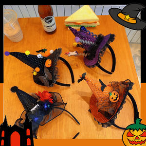 Chapeau magique de sorcière d'<span class=keywords><strong>Halloween</strong></span> Bandeau Coiffe drôle en dentelle Nouvelle arrivée Décorations de fête pour le <span class=keywords><strong>maquillage</strong></span> - Product Image 1
