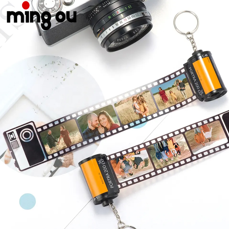 Camera Keychain PET Plastic Loving Memory Film Keychains Sublimation Camera Roll Keychain