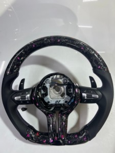 Volante YLD de Fibra de Carbono Real con Levas Anchas para <span class=keywords><strong>BMW</strong></span> M3 M4 F80 F82 E90 E91 E60 X5 F15 X6 F16 F10 F30 F32 F36 <span class=keywords><strong>F60</strong></span> - Product Image 1