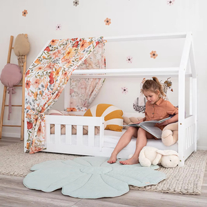 <span class=keywords><strong>Letto</strong></span> <span class=keywords><strong>Montessori</strong></span> Moderno in Legno di Pino Massiccio di Alta Qualità, Ecologico, Bianco, per Bambine - Product Image 1