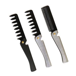 Peine de Metal para Barba de dientes anchos negros superventas, Etiqueta Privada, tamaño de bolsillo, <span class=keywords><strong>cepillo</strong></span> de dientes finos para Barba, peine profesional para hombres - Product Image 2