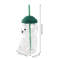 Bouteille d'eau en verre en forme d'ours de 600 ml, tasse à double paroi isolée, tasse à café en borosilicate durable pour boissons chaudes et froides, cadeau idéal