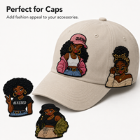 Parches Bordados Personalizados de Moda con Diseño de Chica Negra para Sombreros, Bolsos y Chaquetas, Set de Insignias de Personajes Mágicos de Tendencia para Venta al por Menor y Marca