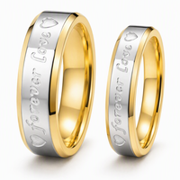 18K Vergoldeter Edelstahl Paarring mit Gravur 'Love Forever' Hochzeitstag Premium Nicht Verblassend