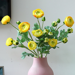 Artificial Camellia Flower 4 Head Flocked Silk High Simulation Wedding Decoration - Product Image 2