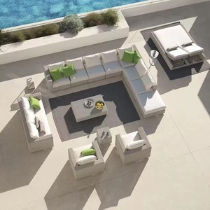 Conjunto de Muebles de Exterior Cómodos de Ratán, Resistentes a la Intemperie, con Cojines Lavables, Mesa de Centro, Seccionales, para Hotel o Villa - Product Image 2