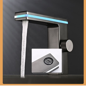 모던 싱글홀 세면대 수도꼭지 LED 디스플레이 무드등 디지털 수도꼭지 - Product Image 4