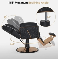 Chaise de barbier noire antique avec piston hydraulique à base dorée pour chaises de barbier Chaises inclinables de salon de beauté