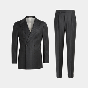 <span class=keywords><strong>Abito</strong></span> da Uomo <span class=keywords><strong>Doppiopetto</strong></span> <span class=keywords><strong>Grigio</strong></span> Scuro in Lana S110 Vestibilità Slim Motivo Grana di Riso Stile Business - Product Image 6