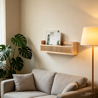 Étagère murale en bois artisanal nordique de haute qualité, étagère murale en rotin décorative pour la décoration de la maison, cadeau