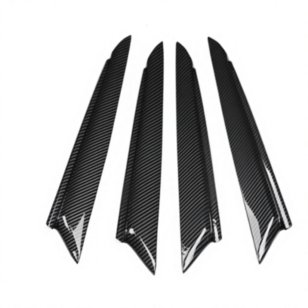 Garniture de porte intérieure 4 pièces, fibre de carbone noire, universelle gauche/droite