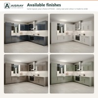 Cuisine moderne de luxe avec portes laquées brillantes, aménagement en L, rangement par tiroirs, boîtes de rangement en MDF et unités modulaires