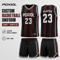 Conjunto de Uniforme de Baloncesto Personalizado con Rayas, Jersey y Pantalones Cortos de Secado Rápido, Nombre y Número Personalizados para Clubes, Escuelas, Equipos Juveniles y Adultos
