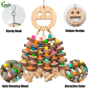 Jouets perroquet pomme multicolore blocs en bois oiseau à mâcher perroquet Cage morsure jouet grand perroquet moyen jouets - Product Image 3