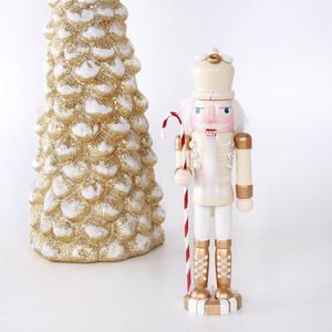 <strong>Wholesale</strong> Golden Wooden Mini Nutcracker Soldier <strong>Christmas</strong> Tabletop Ornament Home Decoration Holiday <strong>Gifts</strong> 5*5*18cm - Product Image 2