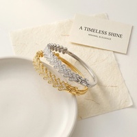 Élégance à la française, bracelet pour femme en argent sterling S925 plaqué or, serti de moissanite, design feuille, inspiré d'Instagram, luxe