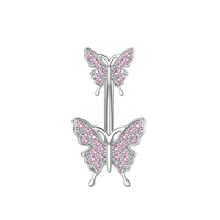 Bijoux de piercing personnalisés pour les fêtes de mariage Anneau de ventre papillon en zircon en acier inoxydable Bijoux de nombril en diamant pour ongles