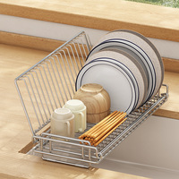 Égouttoir de cuisine pliable en métal sur pied à un niveau pour vaisselle et ustensiles