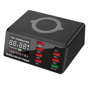 100W çoklu USB şarj aleti Hub 8 USB portu hızlı şarj istasyonu kablosuz şarj QC 3.0 PD masaüstü şarj istasyonu