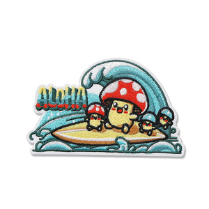 Bien conçu fer sur mignon dessin animé Surf patchs broderie champignon patchs pour vêtements décorations - Product Image 1