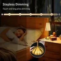 Lampe de table LED en cristal avec capteur tactile, veilleuse de bureau rechargeable, lampe de lecture pour chambre à coucher, chevet, hôtel, bar, décoration