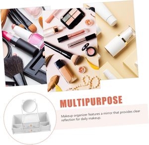 Boîte de Rangement Cosmétique Multifonctionnelle de Luxe Blanche Ronde avec Miroir et Poignées, Style Nordique, Vente en Gros - Product Image 6