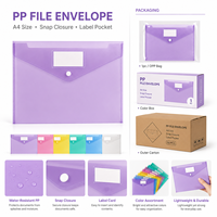 Porte-documents A4 personnalisé en PP translucide violet avec bouton-pression, étui imperméable pour documents, fabricant OEM ODM pour écoles et bureaux