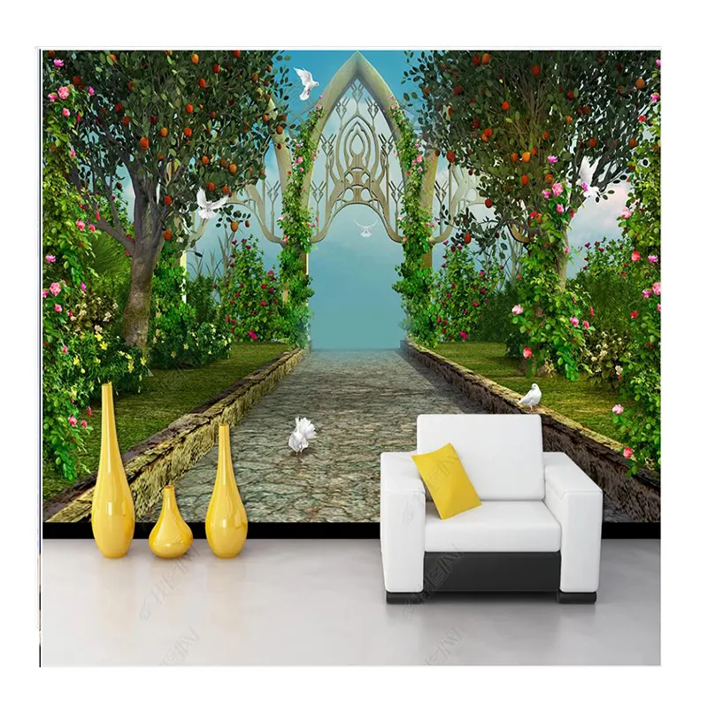 KOMNNI Wandbild 3d Tapete Traum garten Wandbild Restaurant Hotel Home Decor Wohnzimmer Tapete für die Wand