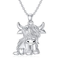 Collier pendentif en cristal autrichien Highland Cow, bijoux écossais