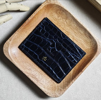 Dompet Kartu Kredit Kulit Asli Vintage Boshiho Custom dengan Pola Kulit Buaya, Anti-RFID, untuk Bisnis Kasual Pria
