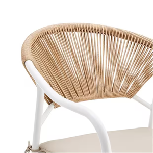 Mobilier de jardin empilable moderne en rotin PE corde d'osier chaises de salle à manger d'extérieur fauteuils pour cour d'hôtel - Product Image 6