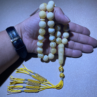 Perles d'ambre blanc véritable de Kaliningrad NAM06, perles d'ambre baltique en gros, perles de prière musulmanes naturelles Tasbih Tasbeeh islamiques