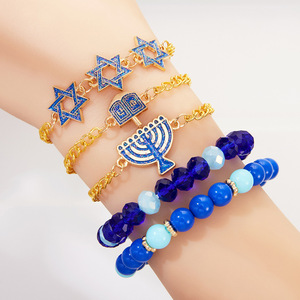 Kadınlar için Hanukkah bilezikler <span class=keywords><strong>David</strong></span> Menorah Dreidel Charm bilezik Chanukah yahudi tatil takı hediyeler - Product Image 1