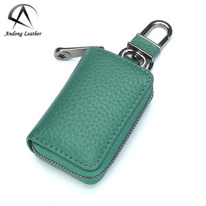 Porte-clés de voiture Andong pour homme et femme, en cuir de vache véritable, avec poche zippée - Product Image 6