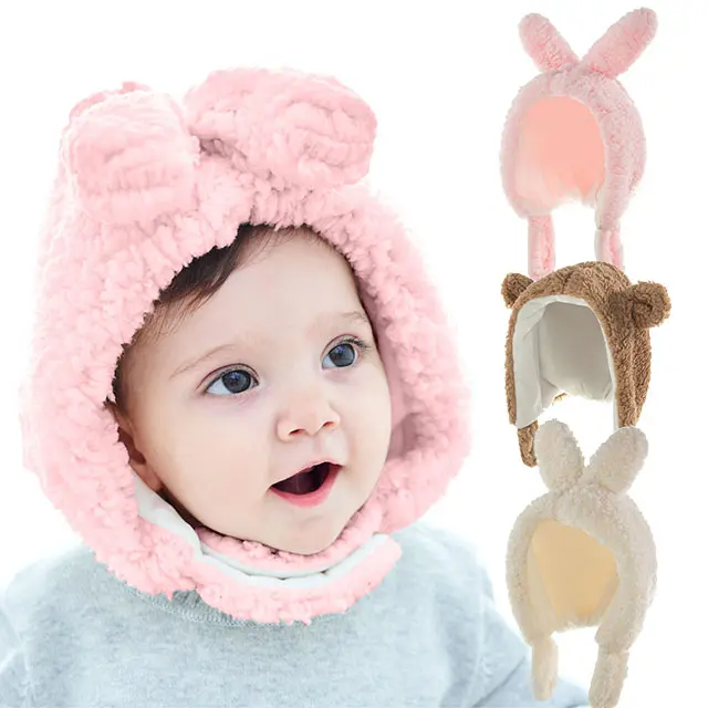 Cute Bunny Cap Ear Protection Cap Infant Toddler Hat Lined Warm Baby Hats Fleece Winter Hats